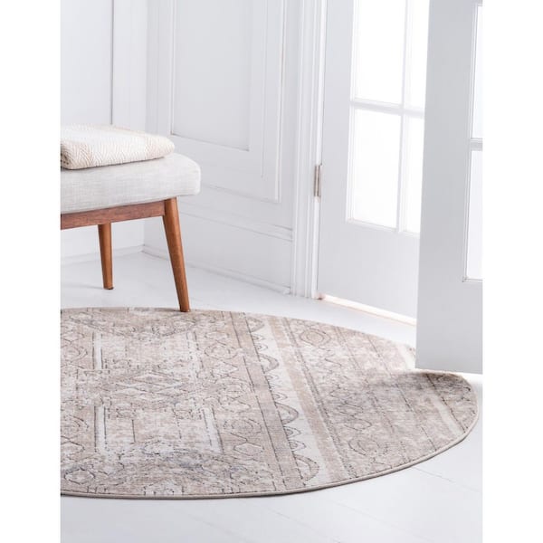 Portland Depoe Tan 7 ft. x 7 ft. Round Area Rug
