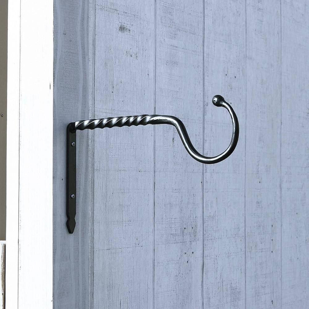 14-Inch Black Wrought Iron Wall Bracket Hook