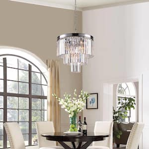 Annapolis 7-Light Chrome/Clear Unique Tiered Chandelier with Crystal Accents