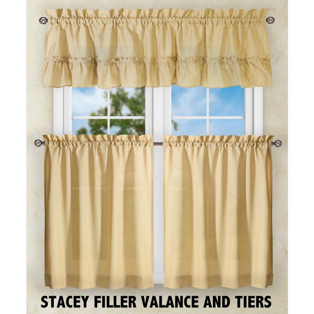 Almond Sheer Cotton Polyester Rod Pocket Window Tier Pair
