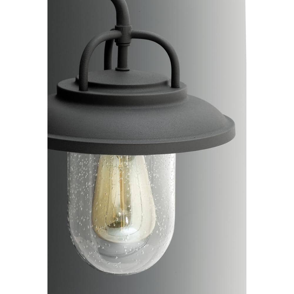 Beaufort Black Steel Hanging Lantern with Seeded Glass Shade
