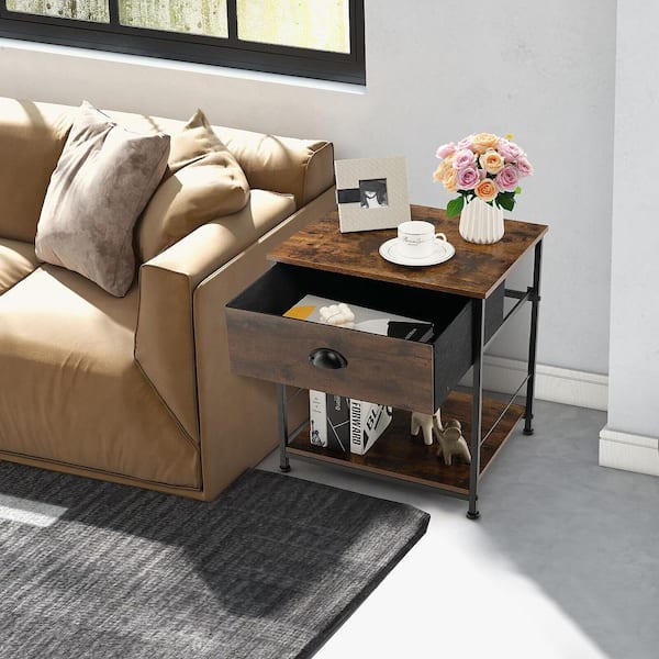 Gymax 2-Piece 2-tier Nightstand Bedside End Sofa Coffee Table Bedroom Living Room