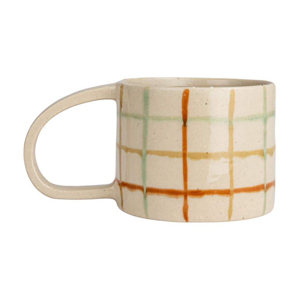 Multicolor Checkered Ceramic Round Mug with Handle