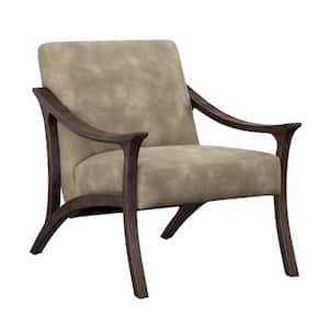 Terratone Grey Multi-tones Polyester Upholstery Arm Chair with Wood Frame