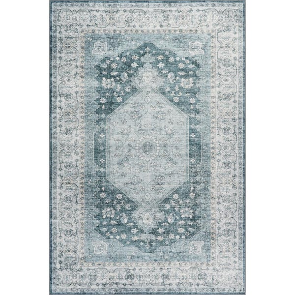 nuLOOM Prairie Green 8 ft. x 10 ft. Medallion Spill Proof Machine Washable Area Rug