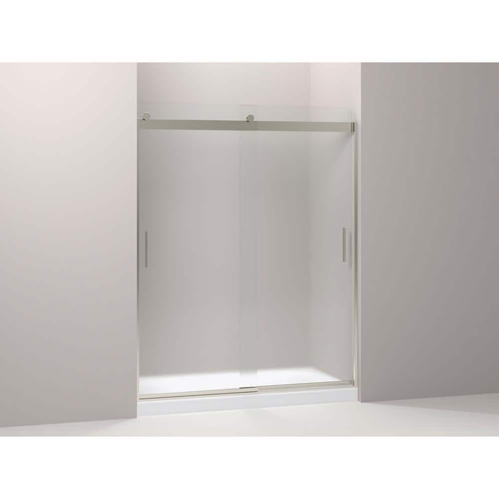 Levity Matte Nickel Frameless Sliding Shower Door with Frosted Glass