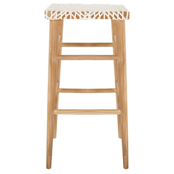 SAFAVIEH Kaleo 30 in. White Wood Bar Stool