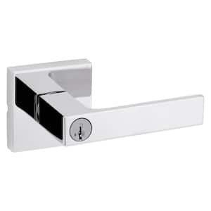 Singapore Square Polished Chrome Keyed Entry Door Handle Featuring SmartKey Security