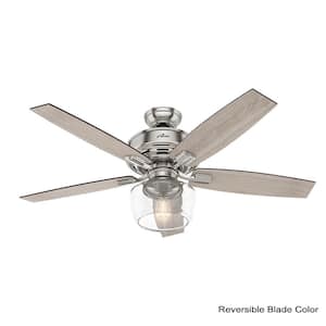 Bennett 52 in. LED Indoor Brushed Nickel Ceiling Fan with Globe Light Kit and Handheld Remote Control