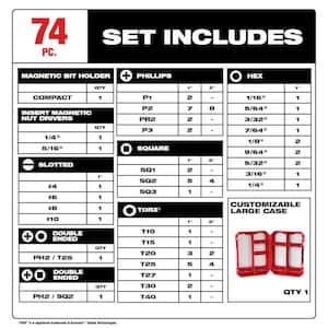 SHOCKWAVE Impact Duty Alloy Steel Screw Driver Bit Set (74-Piece)