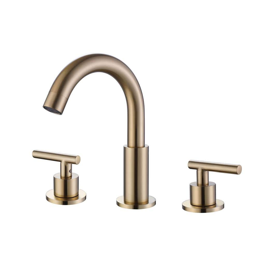 8 in. Widespread Double Handle Bathroom Faucet in Brushed Gold (1-Pack) -  FORCLOVER, HAT-BF14-BG