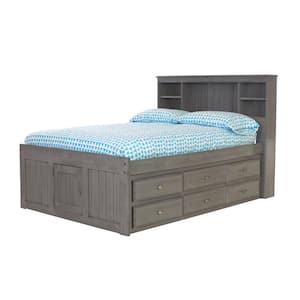 Os Home And Office Furniture Charcoal, Ercole Full Mate S Bed With 12 Drawers And Bookcase