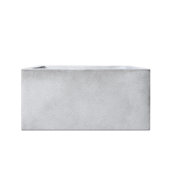 null 31.7 in. L Rectangular Lightweight Concrete Long Low Planter with Drainage Hole, Outdoor/Indoor Modern Planter