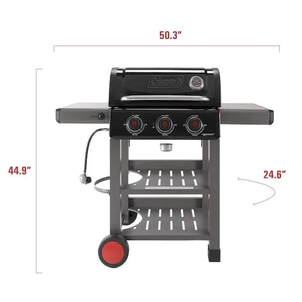 Coleman Cookout 3-Burner Propane Gas BBQ Grill in Black with