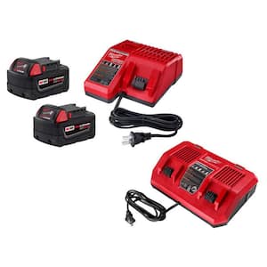 M18 18-Volt Lithium-Ion Starter Kit with (1) 5.0Ah and (1)2.0 Ah Battery and Charger with Dual Bay Rapid Battery Charger