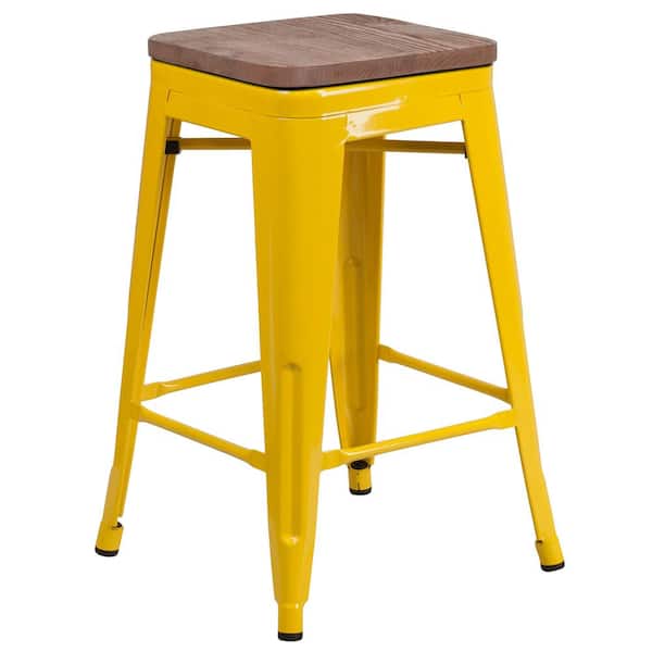 Flash Furniture 24 in. Yellow Bar Stool