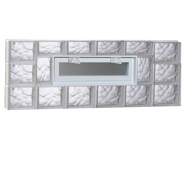 Clearly Secure 46.5 in. x 17.25 in. x 3.125 in. Frameless Wave Pattern Vented Glass Block Window