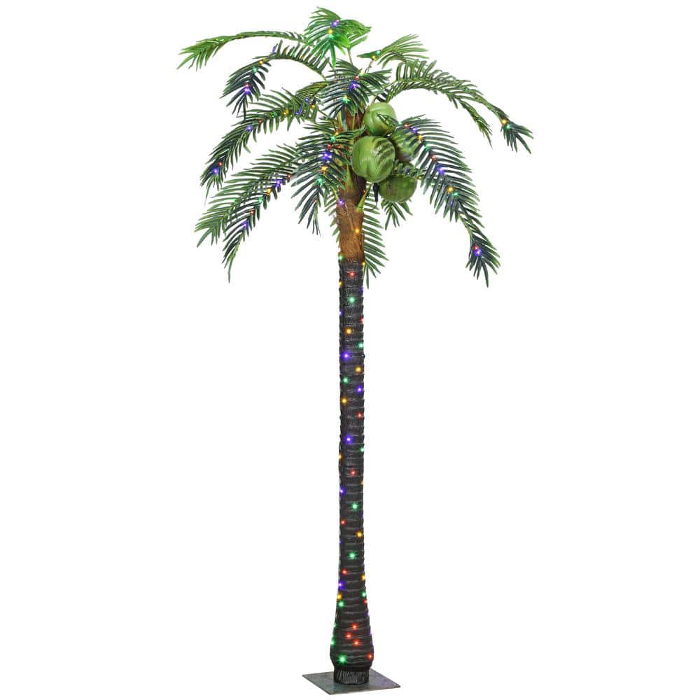 7 ft. Artificial Color Changing Light Tropical Palm Tree with 5 Coconuts, 2