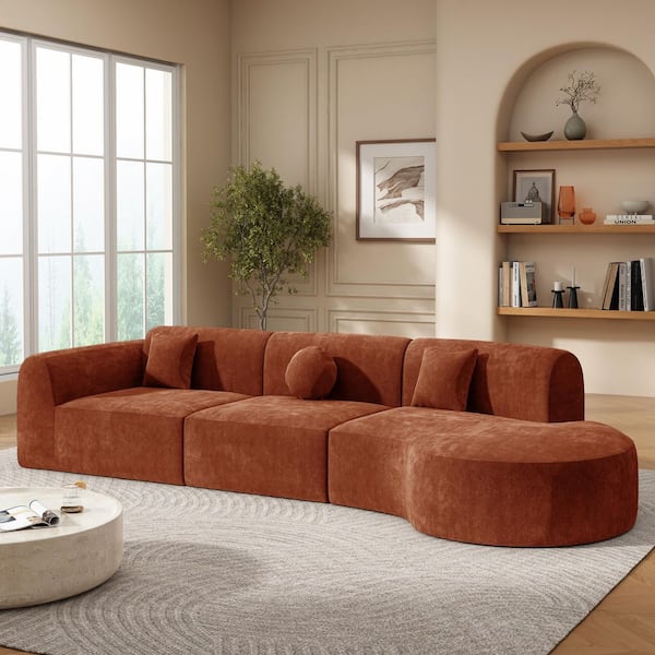 Harper & Bright Designs 140 in. Modern 3-piece Polyester Curved ...