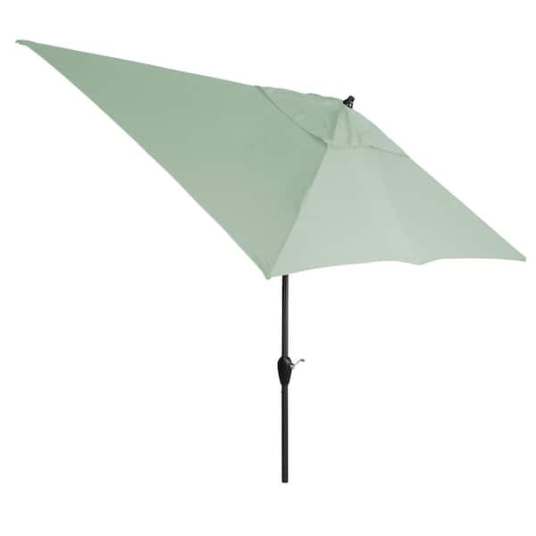 Unbranded 10 ft. x 6 ft. Aluminum Market Patio Umbrella in Sunbrella Canvas Spa with Push-Button Tilt