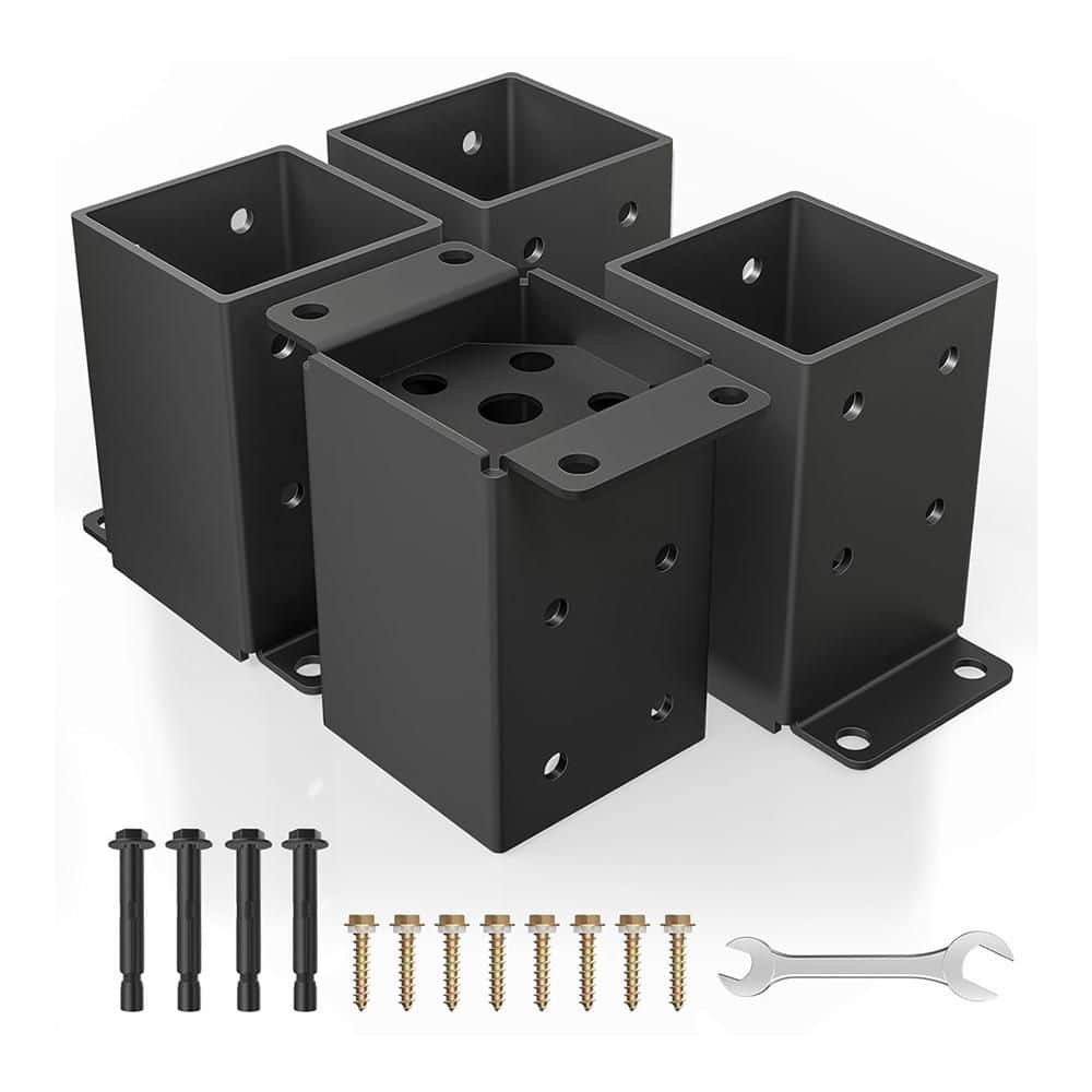 Metal Black Heavy Duty 4 x 4 Post Base Brackets with Expansion Screws (4-Pack) price history on PriceWatchPro