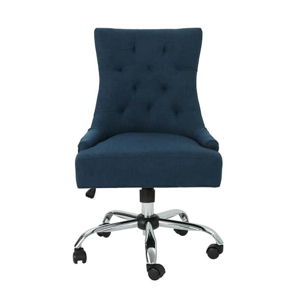 Noble House Americo Tufted Back Navy-Blue Fabric Home Office Desk Chair ...