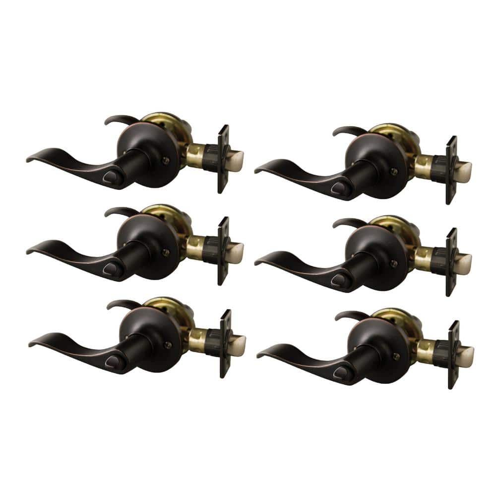 Stratford Oil Rubbed Bronze Privacy Bed/Bath Door Handle with Universal 6-Way Latch (6-Pack) price history on PriceWatchPro
