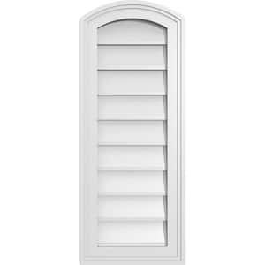 12 in. x 30 in. Arch Top Surface Mount PVC Gable Vent: Functional with Brickmould Frame
