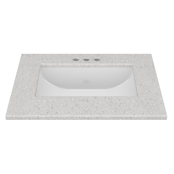 25 in. W x 22 in. D Cultured Marble Rectangular Undermount Single Basin Vanity Top in Silver Stream