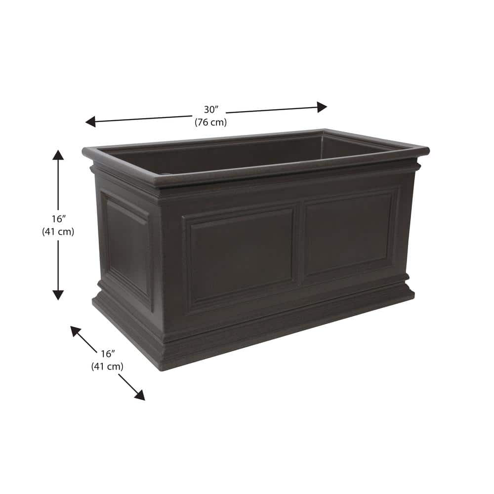 Large Brownstone Rectangular Self-Watering Outdoor Planter