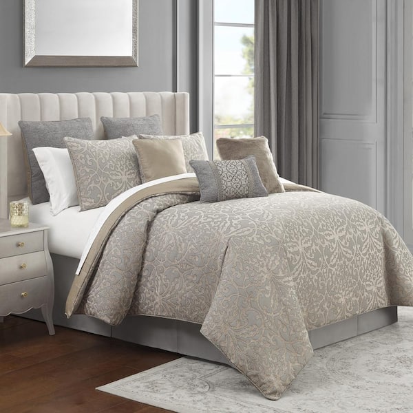 WATERFORD Travis 6 Piece Mocha Cal King Comforter Set 6PATRVSW10905CK - The  Home Depot