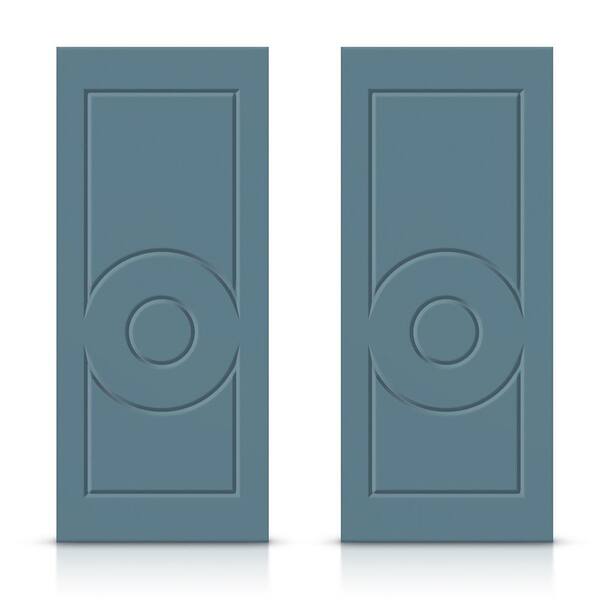 CALHOME 72 in. x 80 in. Hollow Core Dignity Blue Painted Composite MDF Interior Double Closet Sliding Doors