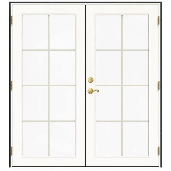 JELD-WEN 72 in. x 80 in. W-2500 Bronze Clad Wood Left-Hand 8 Lite French Patio Door w/White Paint Interior