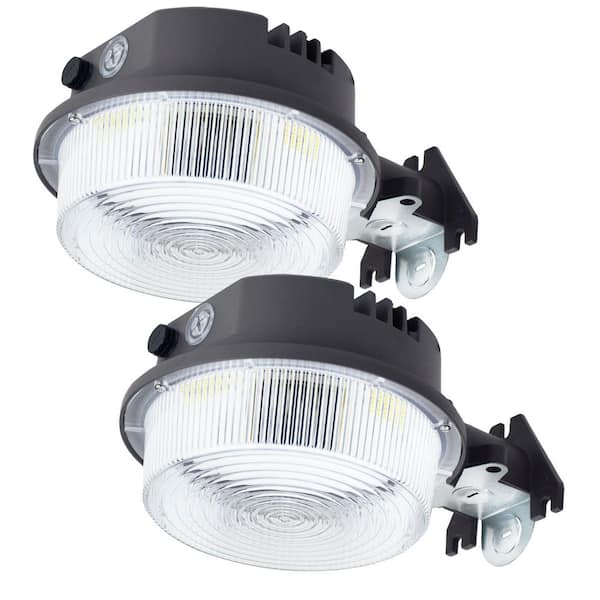 150-Watt Equivalent 4000 Lumen 150° with Bronze Dusk to Dawn Integrated LED Barn Light 5000K Flood Light (2-Pack)