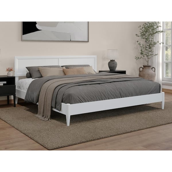 AFI Sophia White Solid Wood Frame King Low Profile Platform Bed ...