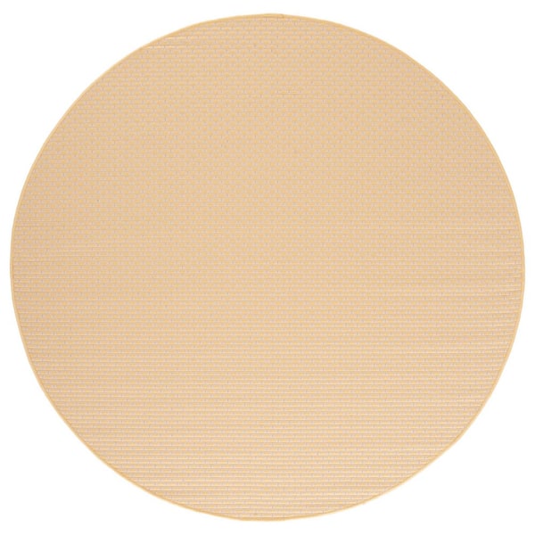 Courtyard Gold/Beige 7 ft. x 7 ft. Check Indoor/Outdoor Round Area Rug