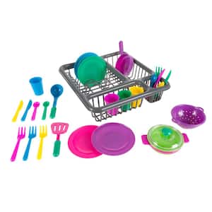 Pretend Play Tableware Dish Set with Dish Drainer (27-Piece)