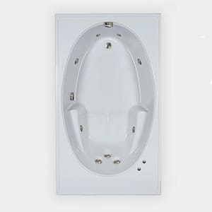 72 in. Acrylic Reversible Drain Rectangular Alcove Whirlpool Bathtub in White