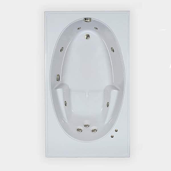 Comfortflo 72 in. Acrylic Reversible Drain Rectangular Alcove Whirlpool Bathtub in White