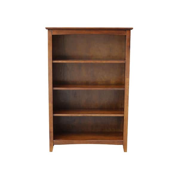 Espresso Wood 4 Shelf Standard Bookcase, 48 Inch Height Bookcase