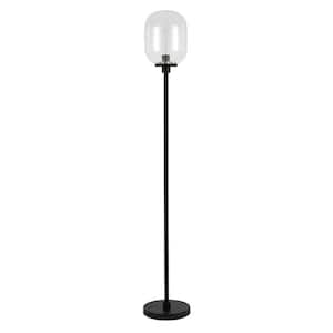 69 in. Black Novelty Standard Floor Lamp With Clear Seeded Glass Globe Shade