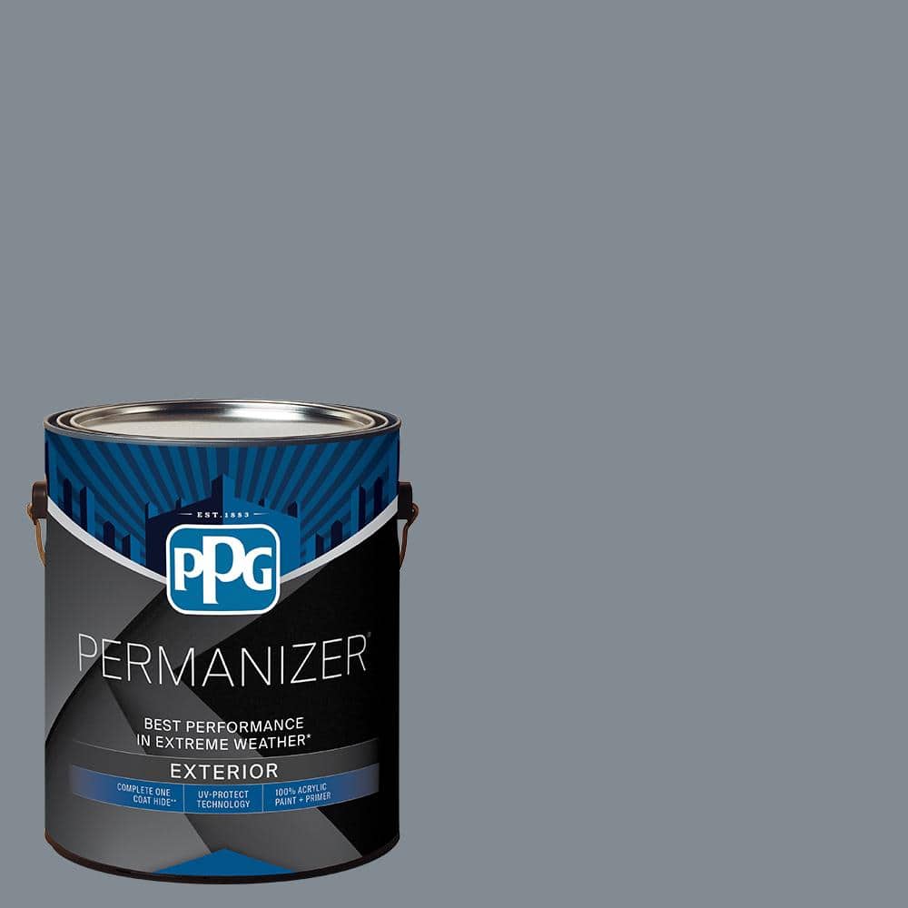 PERMANIZER 1 gal. PPG0993-5 Superhero Gray Flat Exterior Paint PPG0993 ...