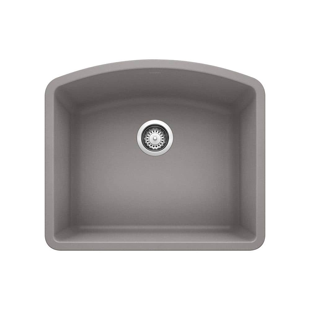 Blanco DIAMOND 24 In Undermount Single Bowl Metallic Gray Granite   Metallic Gray Blanco Undermount Kitchen Sinks 440173 64 1000 