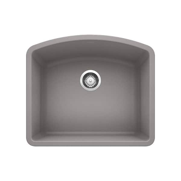 Blanco DIAMOND 24 in. Undermount Single Bowl Metallic Gray Granite ...