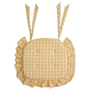 Buzzy Bees Vintage Yellow Antique White Check Ruffled Chair Pad