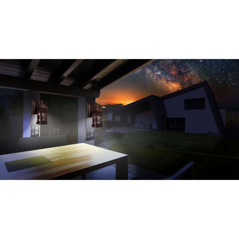 Sage Ridge Vintage Rust Lantern-Style Outdoor Wall Sconce
