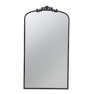 36 in. W x 66 in. H Rectangle Framed Full Length Arched Mirror Hanging or Leaning Against in Black