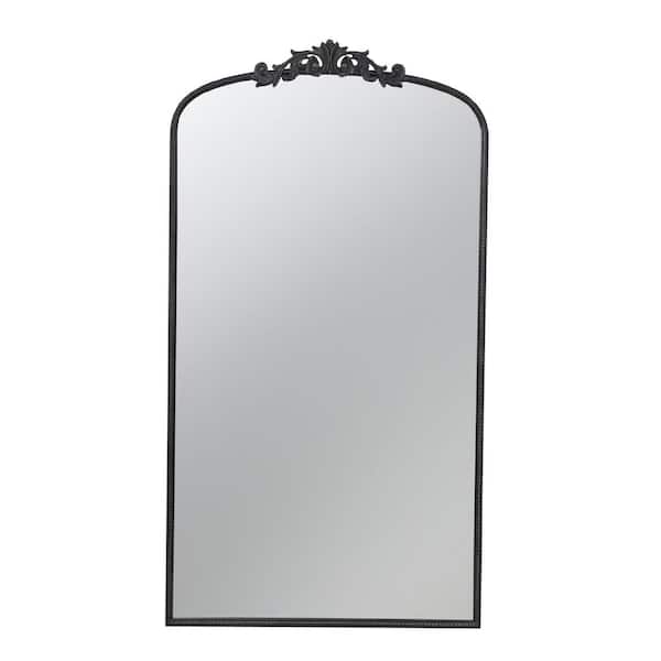 Unbranded 36 in. W x 66 in. H Rectangle Framed Full Length Arched Mirror Hanging or Leaning Against in Black