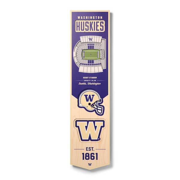 NCAA Washington Huskies Wooden 8 x 32 3D Stadium Banner Decorative Sign -Husky Stadium