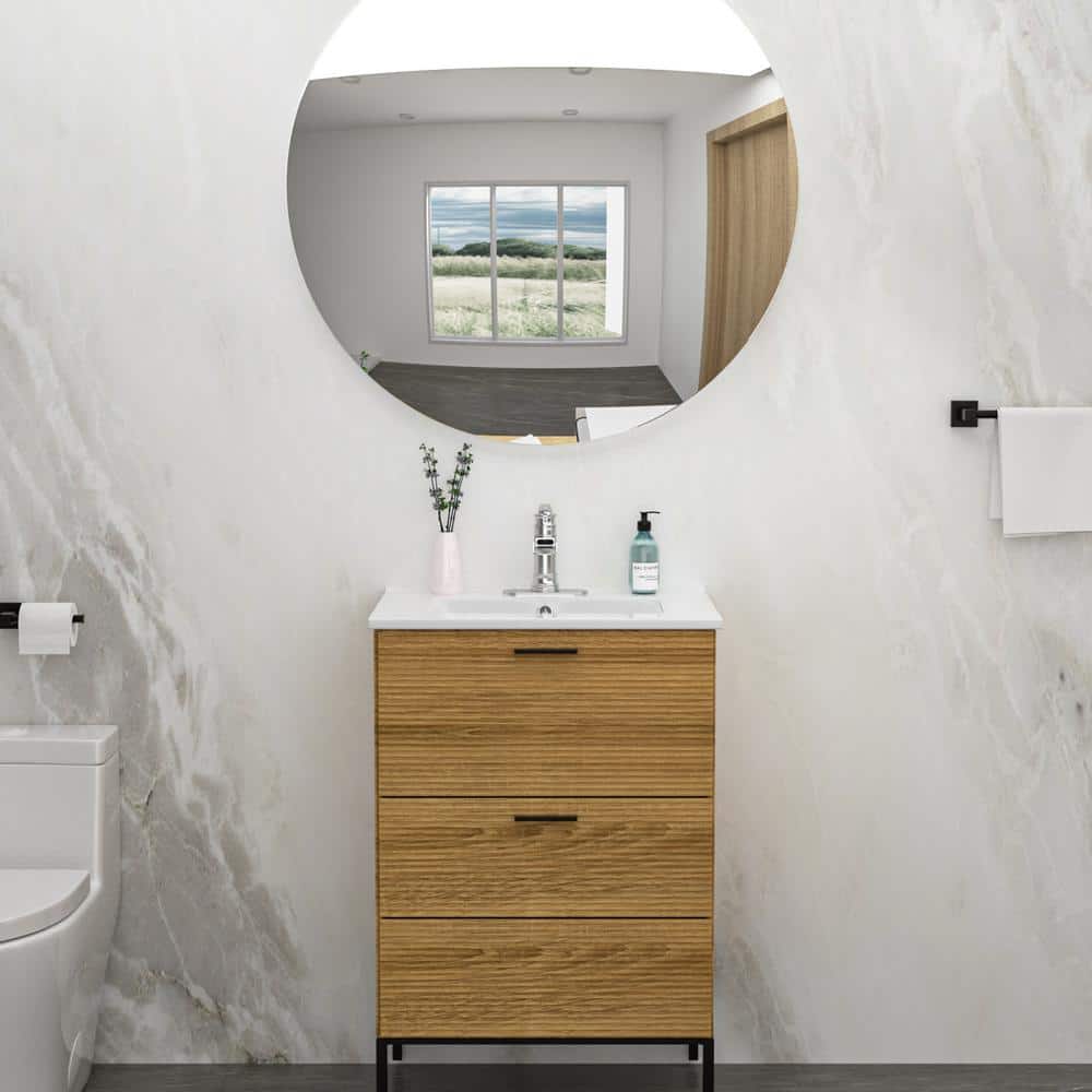 24x18" White Ceramic Rectangular Vanity Top with Single Sink